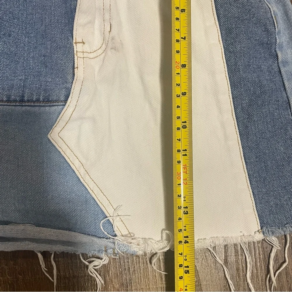 PacSun Womens Patchwork Denim Mini Skirt‎ Blue White Colorblock Size 25